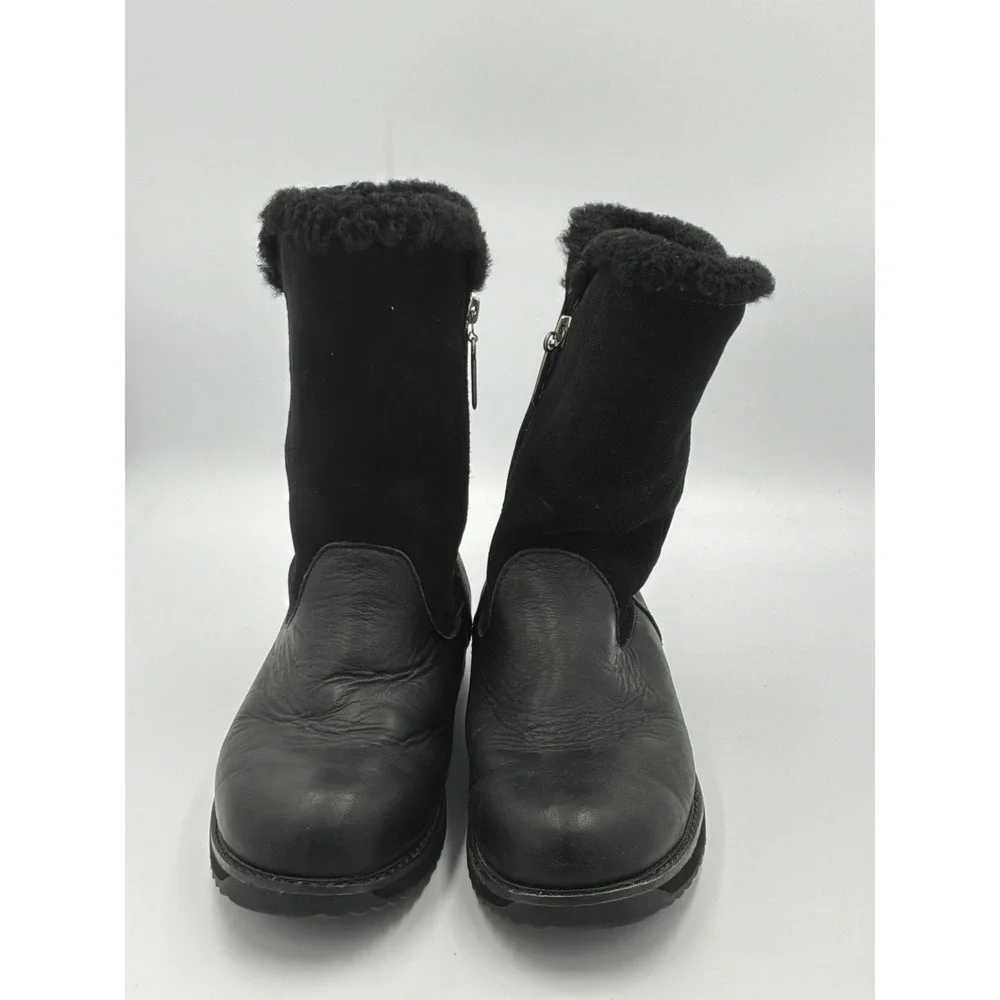 EMU Australia Latrobe Boots Womens 8 Black Leather Sheepskin W12168